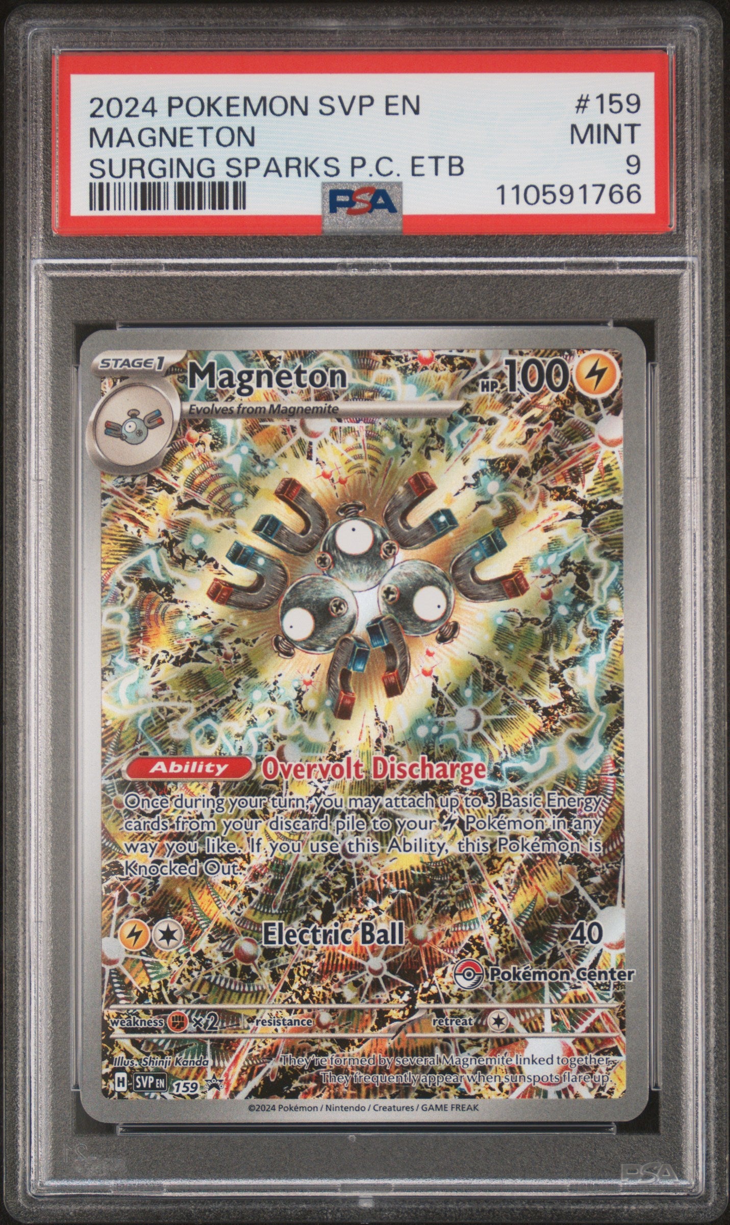 2024 Pokemon Svp En-Sv Black Star Promo Surging Sparks Pc Etb Magneton #159 PSA 9