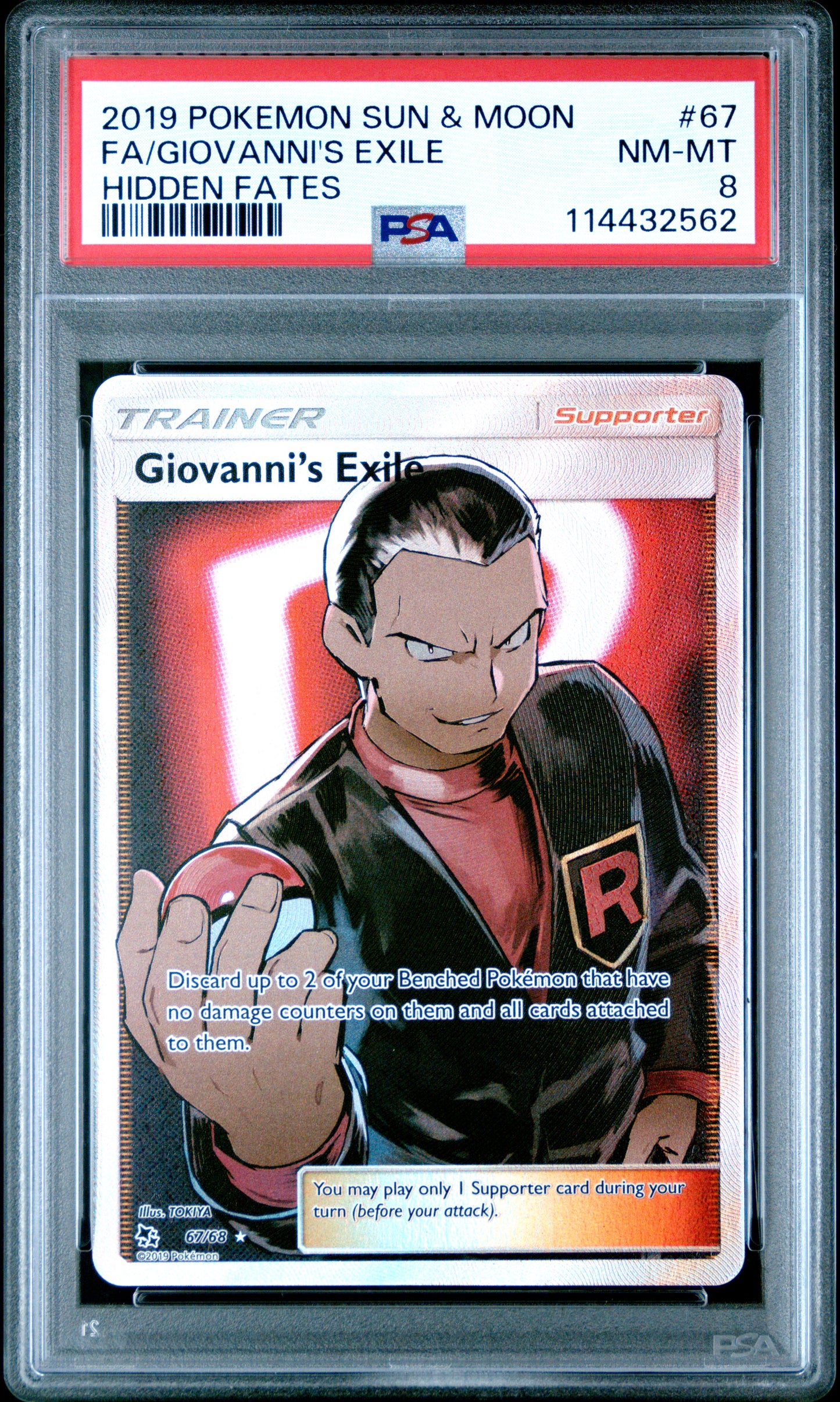 2019 Pokemon Sun & Moon Hidden Fates Fa Giovanni's Exile #67 PSA 8