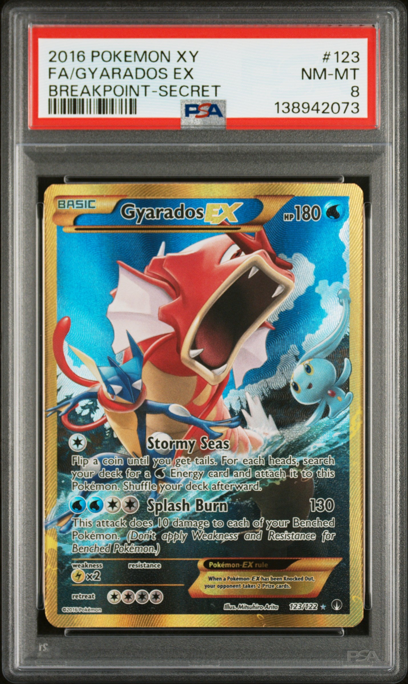 2016 Pokemon Xy Breakpoint Fa/Gyarados Ex #123 PSA 8