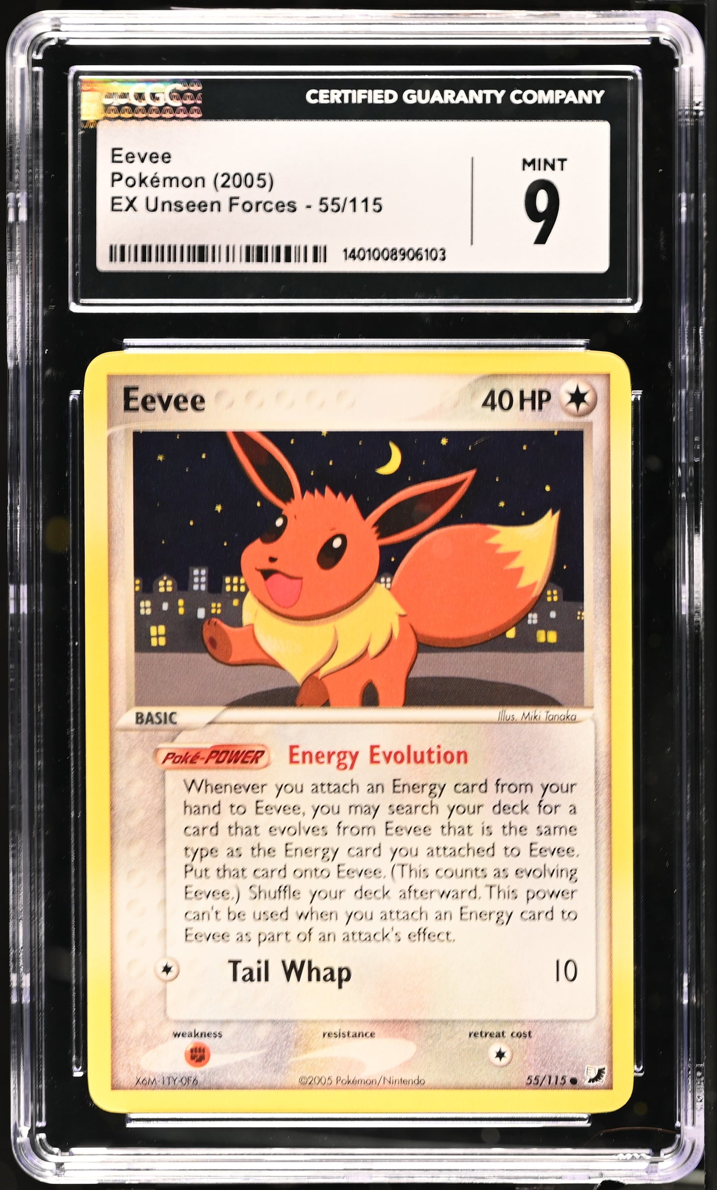 2005 EX Unseen Forces Eevee #55 CGC 9