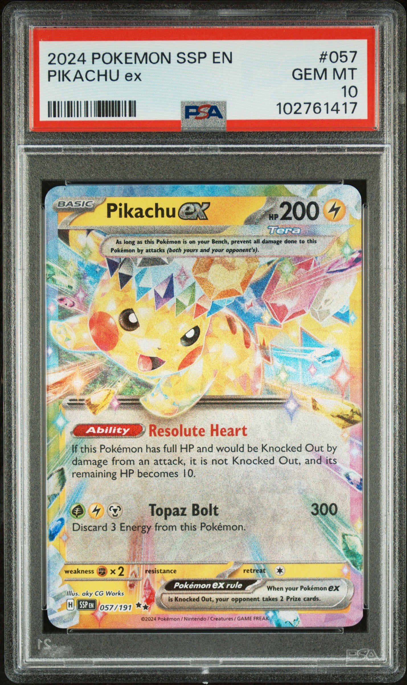 PSA 10 Pikachu ex 057/191