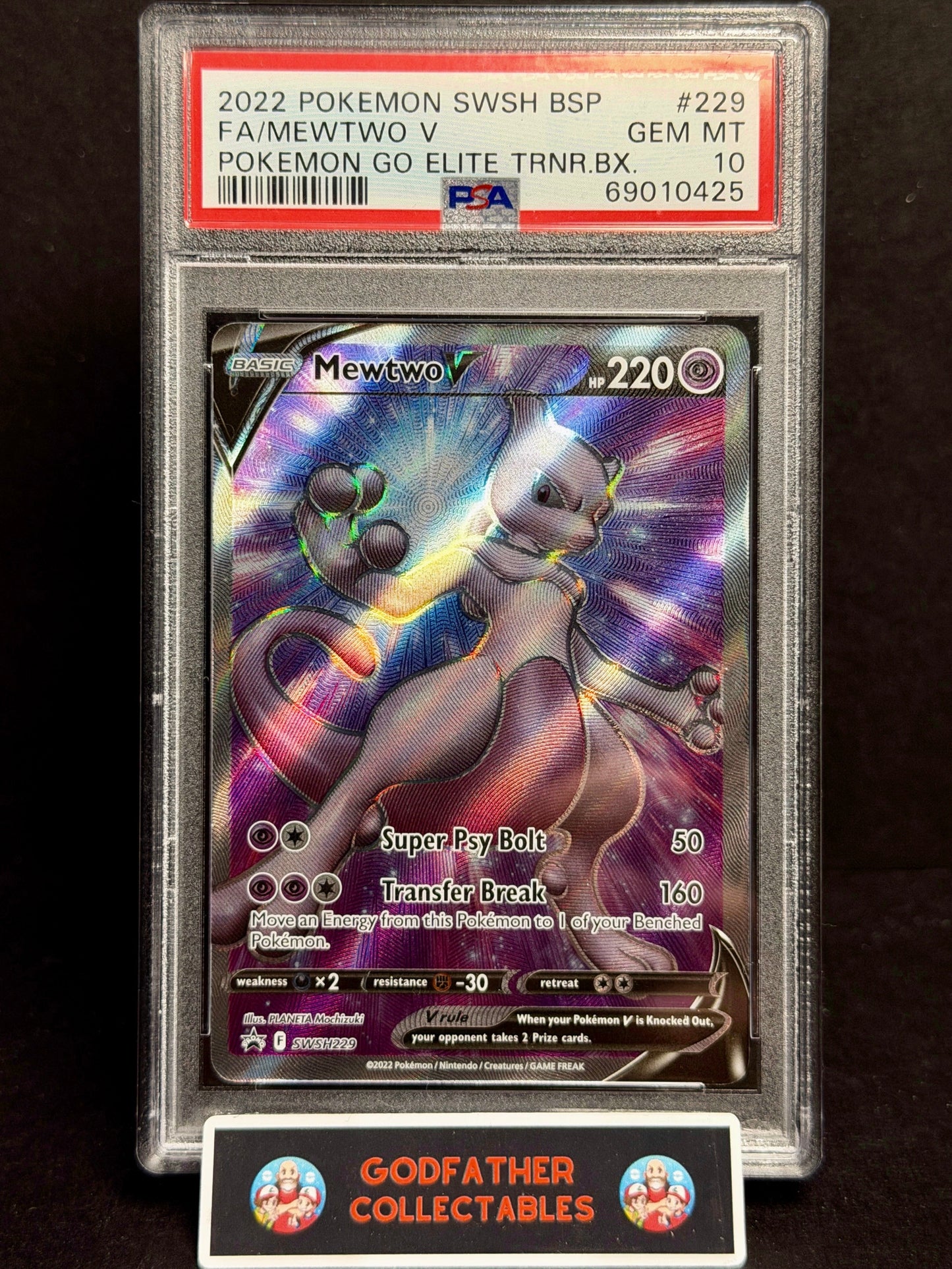 2022 Pokemon Swsh Black Star Promo Fa Mewtwo V #229 PSA 10