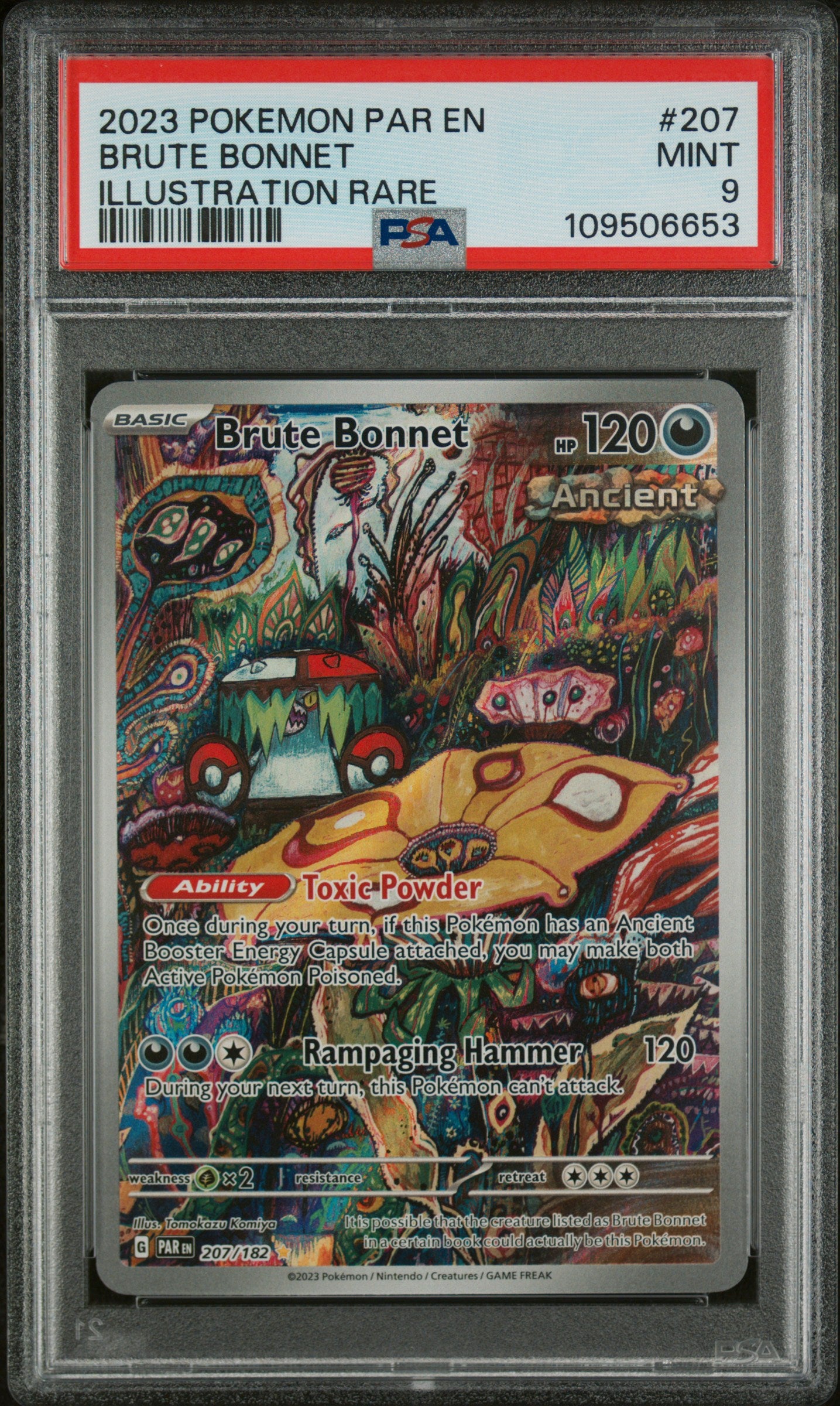 2023 Pokemon Par En-Paradox Rift Illustration Rare Brute Bonnet #207 PSA 9