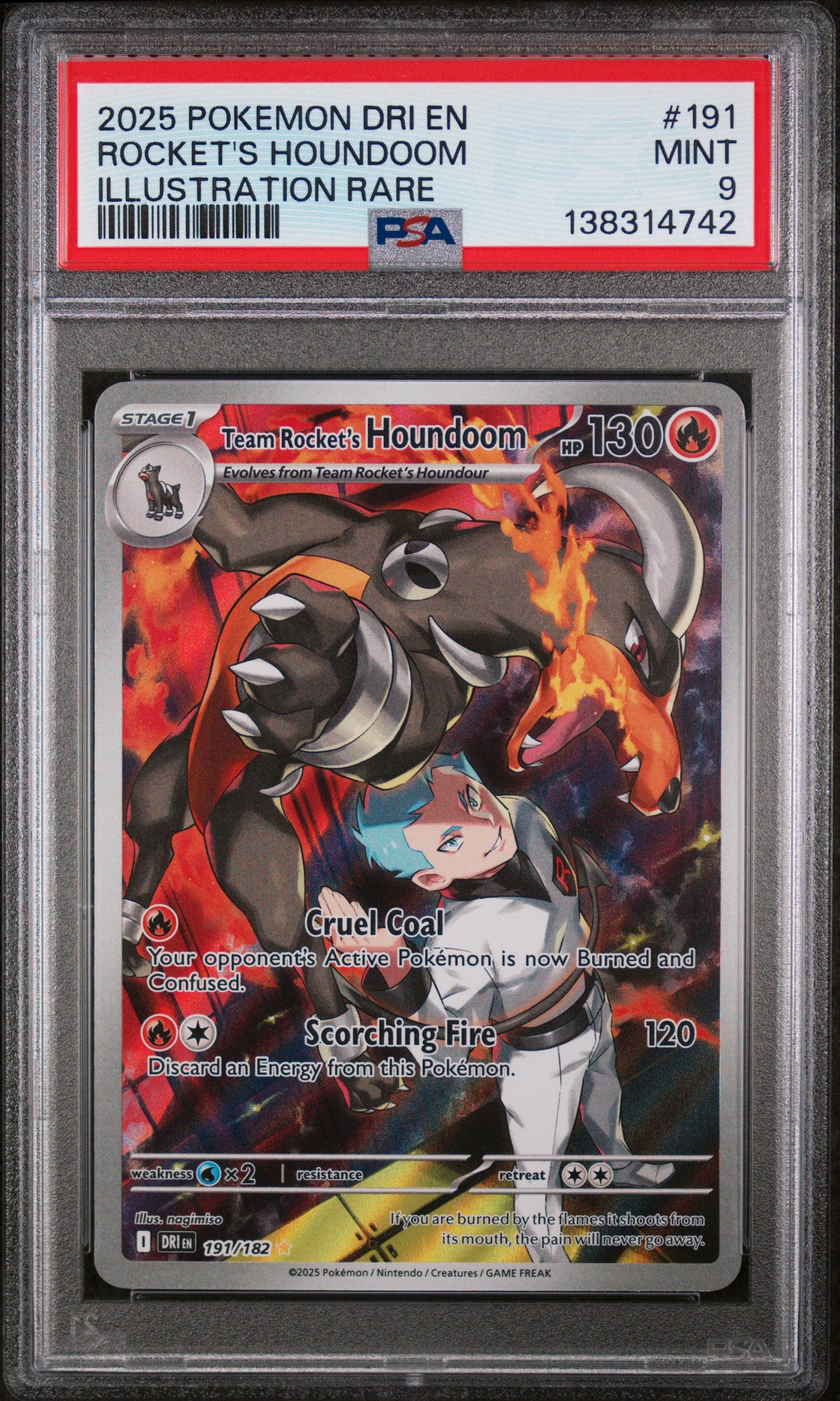 2025 Pokemon Dri En-Destined Rivals Rocket's Houndoom #191 PSA 9
