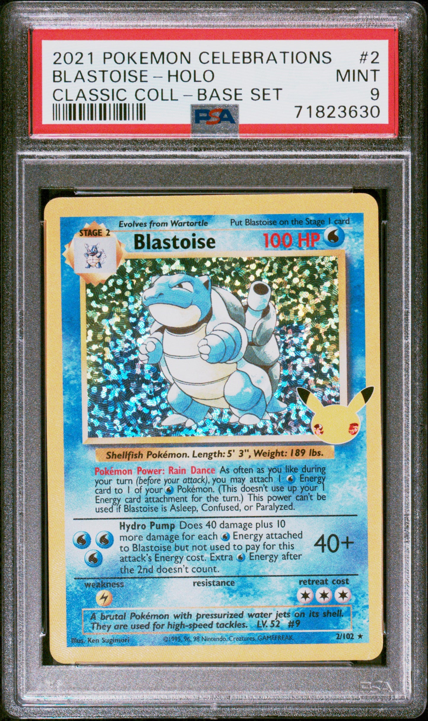 2021 Pokemon Celebrations Classic Collection Blastoise-Holo #2 PSA 9