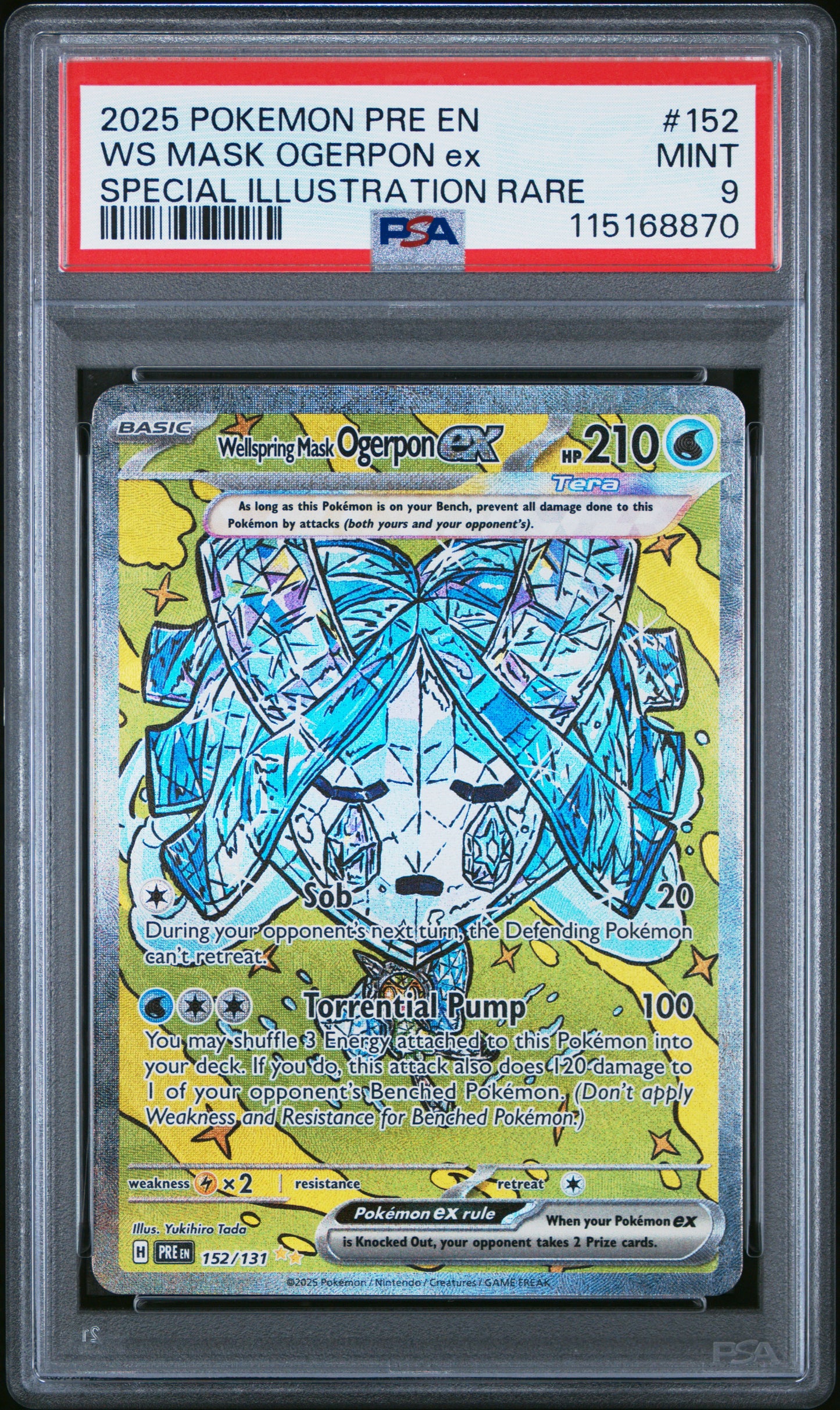 2025 Pokemon Pre En-Prismatic Evolutions Special Illustration Rare Ws Mask Ogerpon Ex #152 PSA 9