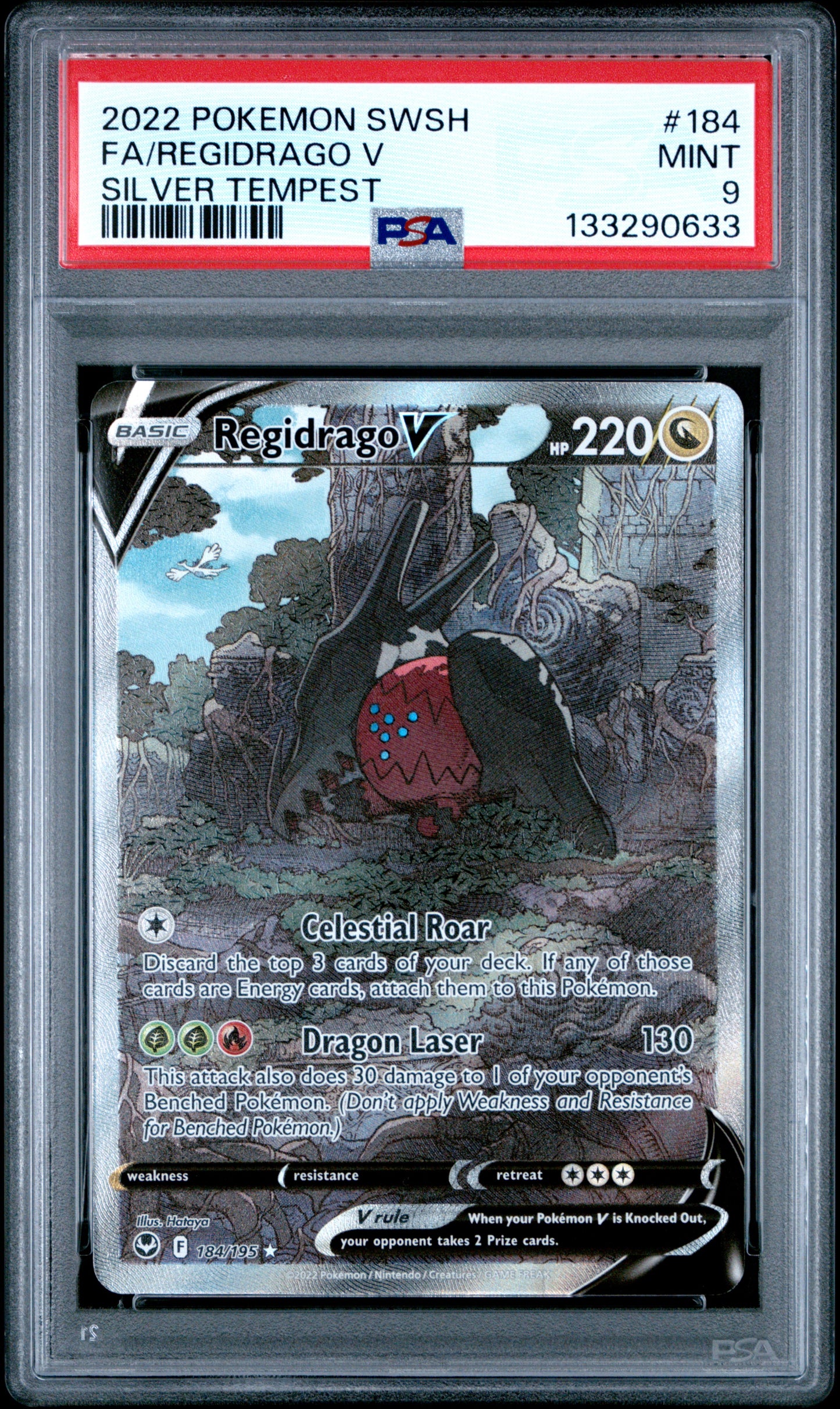 2022 Pokemon Sword & Shield Silver Tempest Fa Regidrago V #184 PSA 9