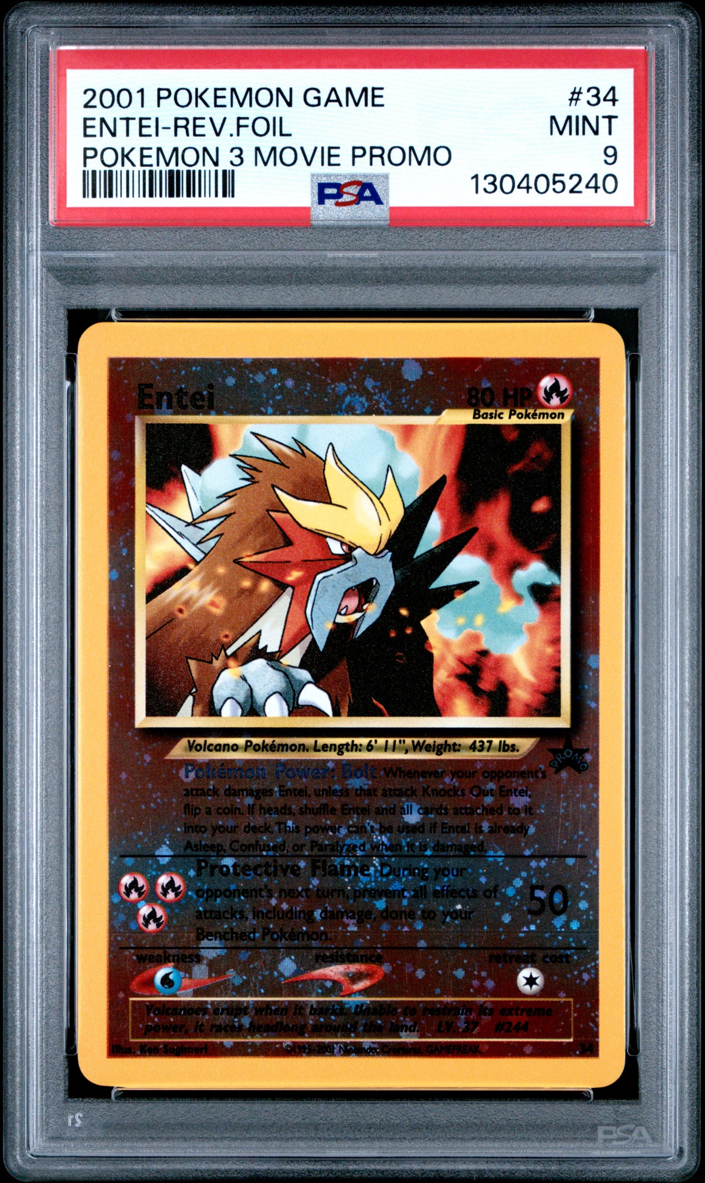 2001 Pokemon Game Movie Entei-Rev.Foil #34 PSA 9