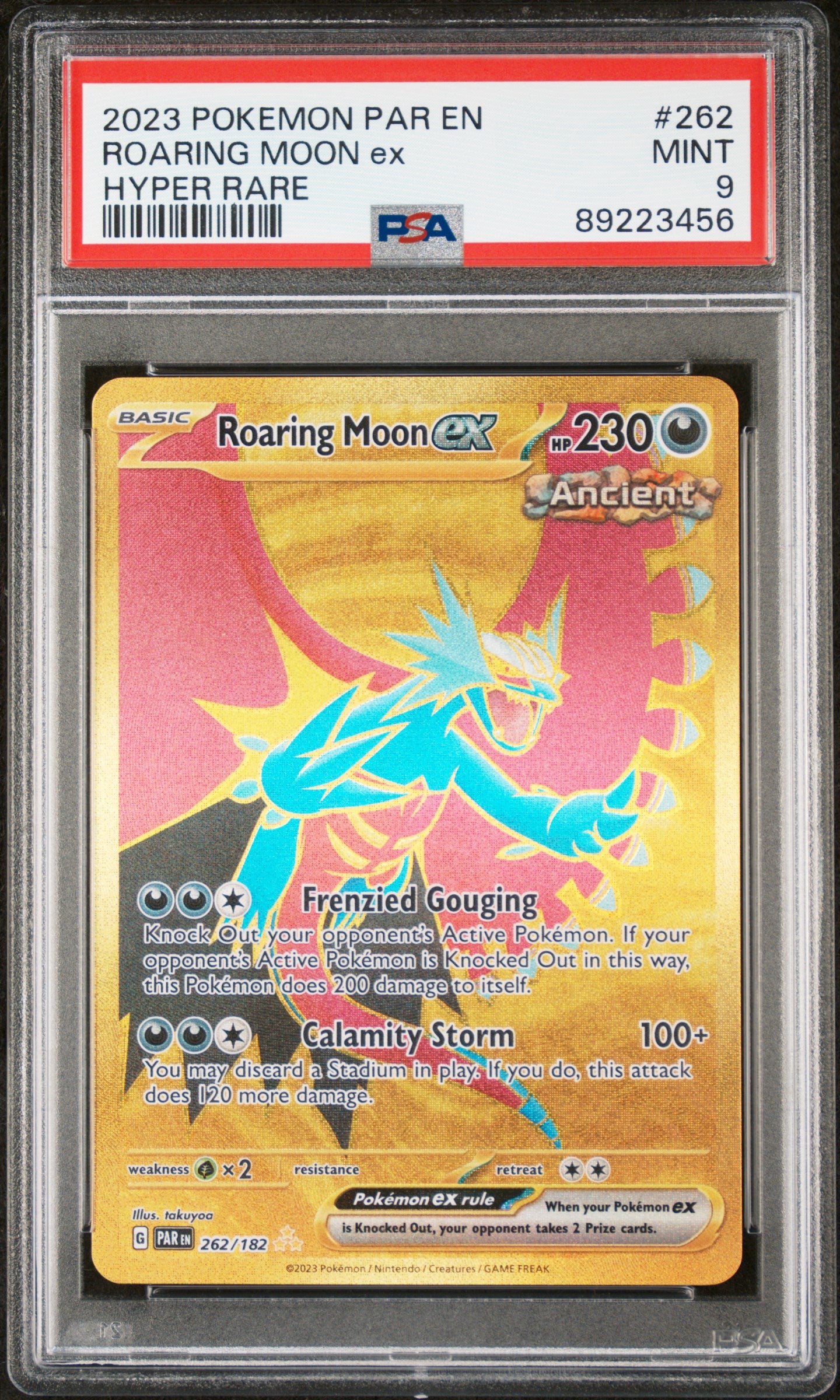 2023 Pokemon Par En-Paradox Rift Hyper Rare Roaring Moon Ex #262 PSA 9