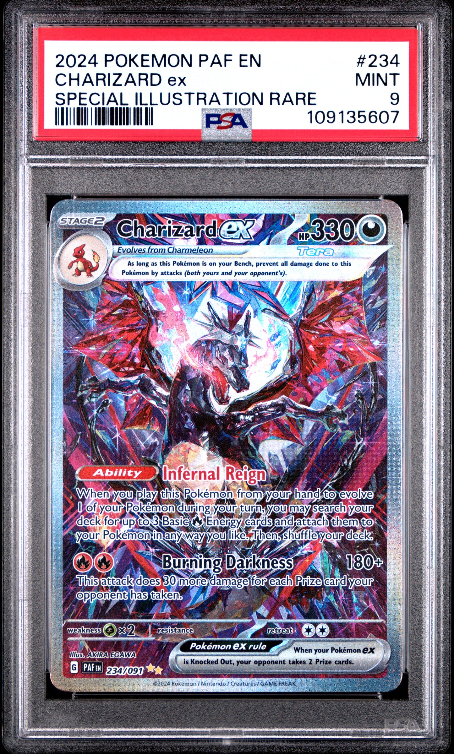 2024 Pokemon Paf En-Paldean Fates Charizard Ex #234 PSA 9
