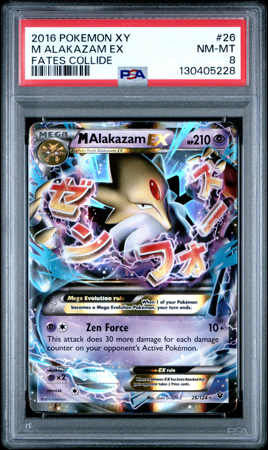 2016 Pokemon Xy Fates Collide M Alakazam Ex #26 PSA 8