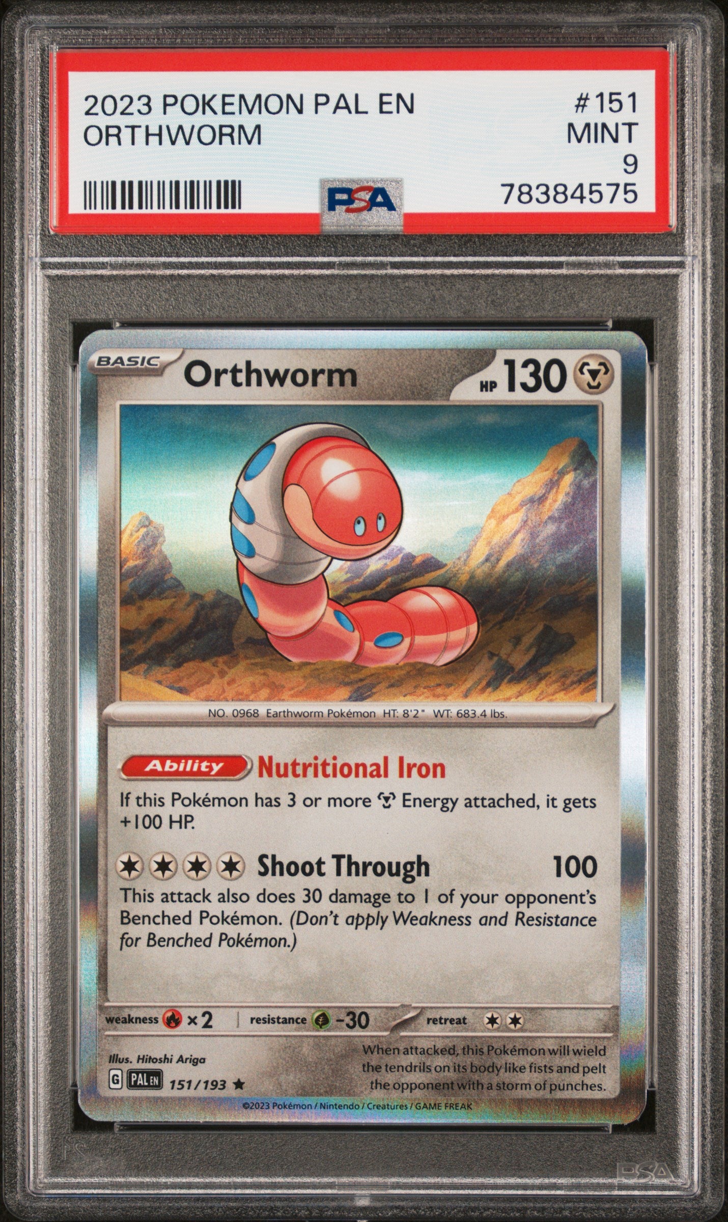 2023 Pokemon Pal En-Paldea Evolved Orthworm #151 PSA 9