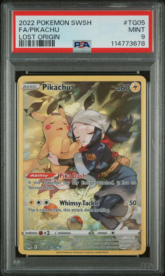 2022 Pokemon Sword & Shield Lost Origin Fa Pikachu #TG05 PSA 9