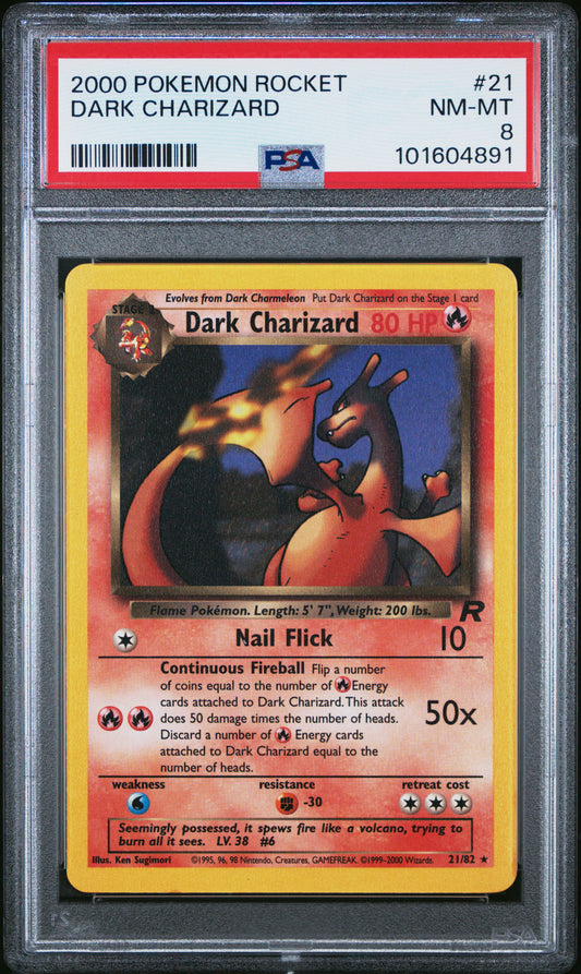 2000 Pokemon Rocket Dark Charizard #21 PSA 8