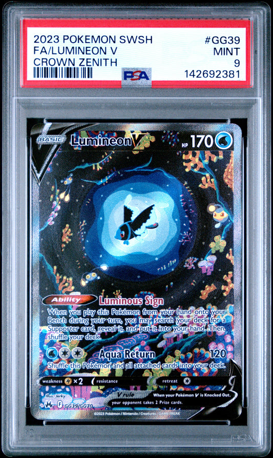 2023 Pokemon Sword and Shield Crown Zenith Fa Lumineon V #GG39 PSA 9