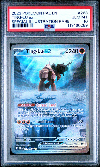 2023 Pokemon Pal En-Paldea Evolved SIR Ting-Lu Ex #263 PSA 10