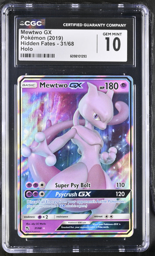 2019 Pokemon Hidden Fates Mewtwo GX #31 CGC 10