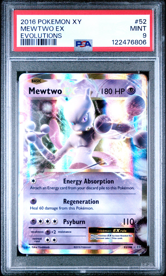 2016 Pokemon Xy Evolutions Mewtwo Ex #52 PSA 9
