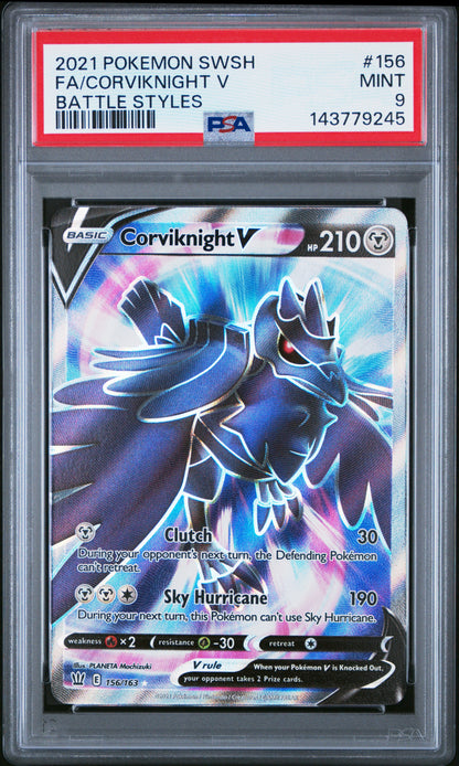 2021 Pokemon Sword & Shield Battle Styles Fa/Corviknight V #156 PSA 9