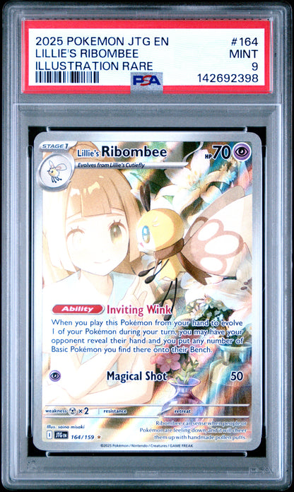 2025 Pokemon Jtg En-Journey Together IR Lillie's Ribombee #164 PSA 9