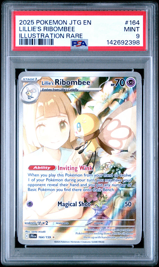 2025 Pokemon Jtg En-Journey Together IR Lillie's Ribombee #164 PSA 9