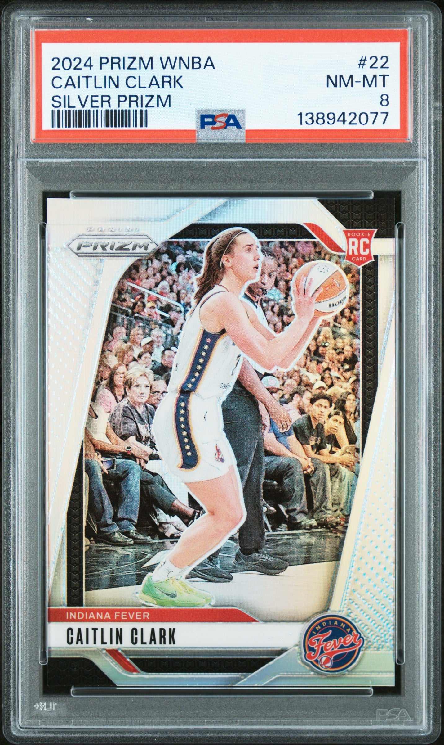 2024 Panini Prizm Wnba Silver Prizm Caitlin Clark #22 PSA 8