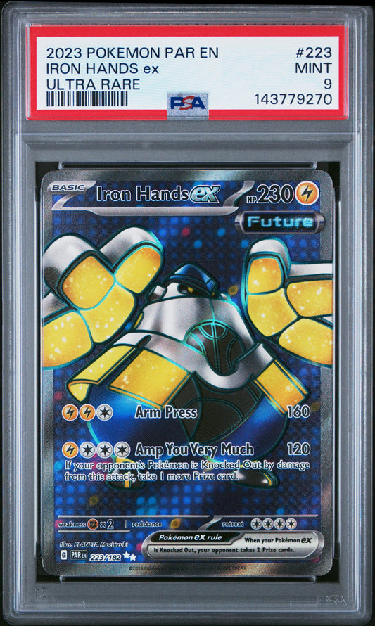 2023 Pokemon Par En-Paradox Rift Ultra Rare Iron Hands Ex #223 PSA 9