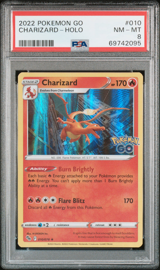 2022 Pokemon Go Charizard-Holo #010 PSA 8
