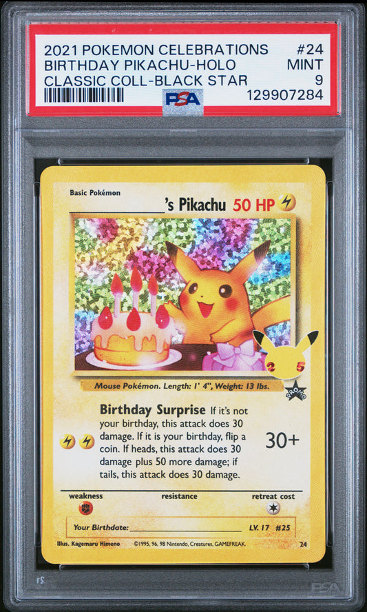 2021 Pokemon Celebrations Classic Collection Birthday Pikachu-Holo #24 PSA 9