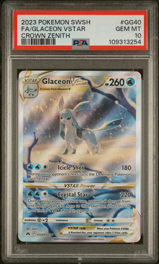 2023 Pokemon Sword And Shield Crown Zenith Fa Glaceon Vstar #GG40 PSA 10