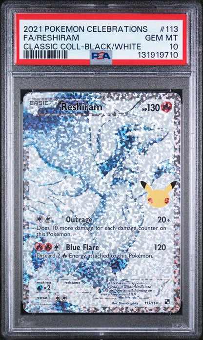 2021 Pokemon Celebrations Classic Collection Fa Reshiram #113 PSA 10