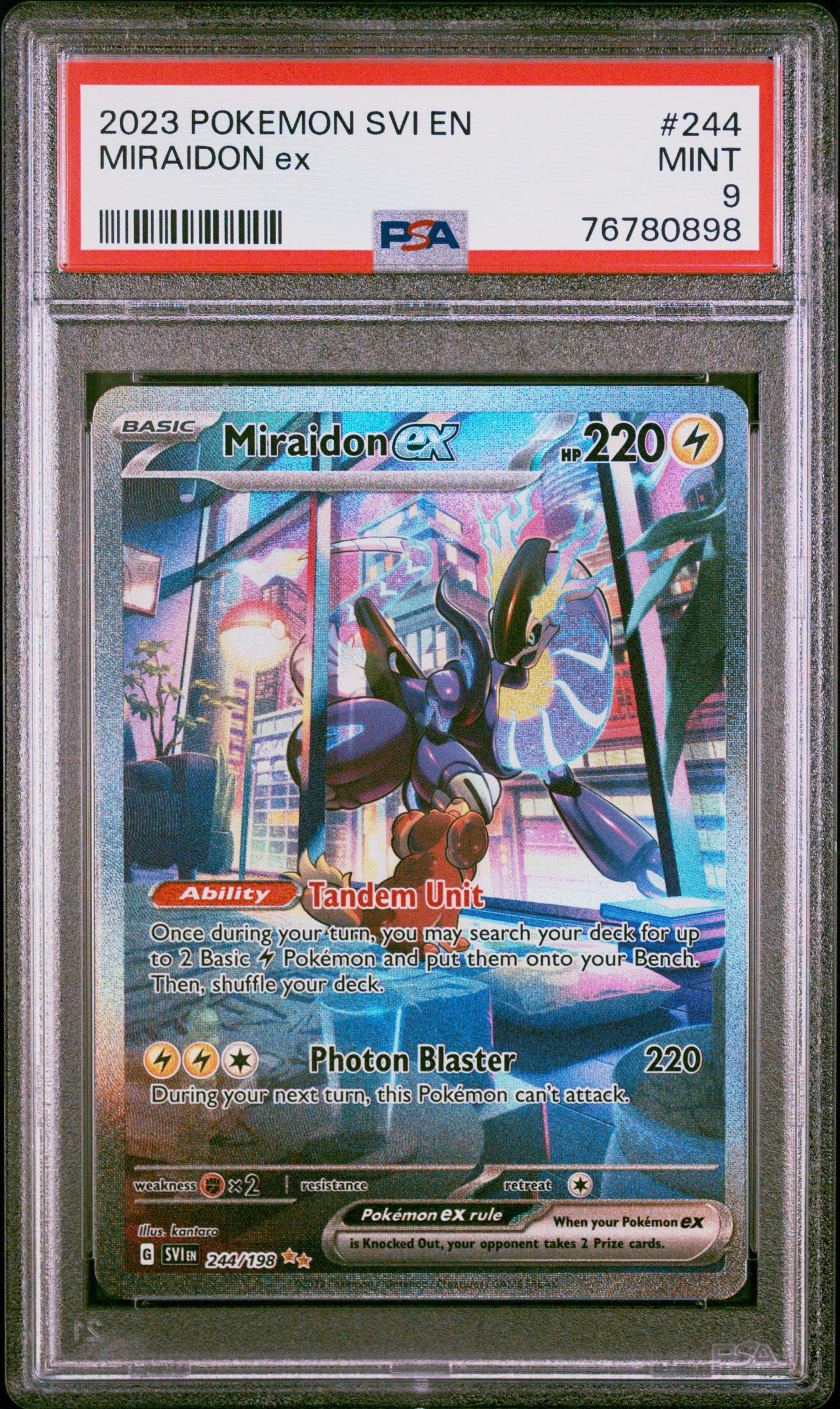 2023 Pokemon Svi En-Scarlet & Violet Special Illustration Rare Miraidon Ex #244 PSA 9