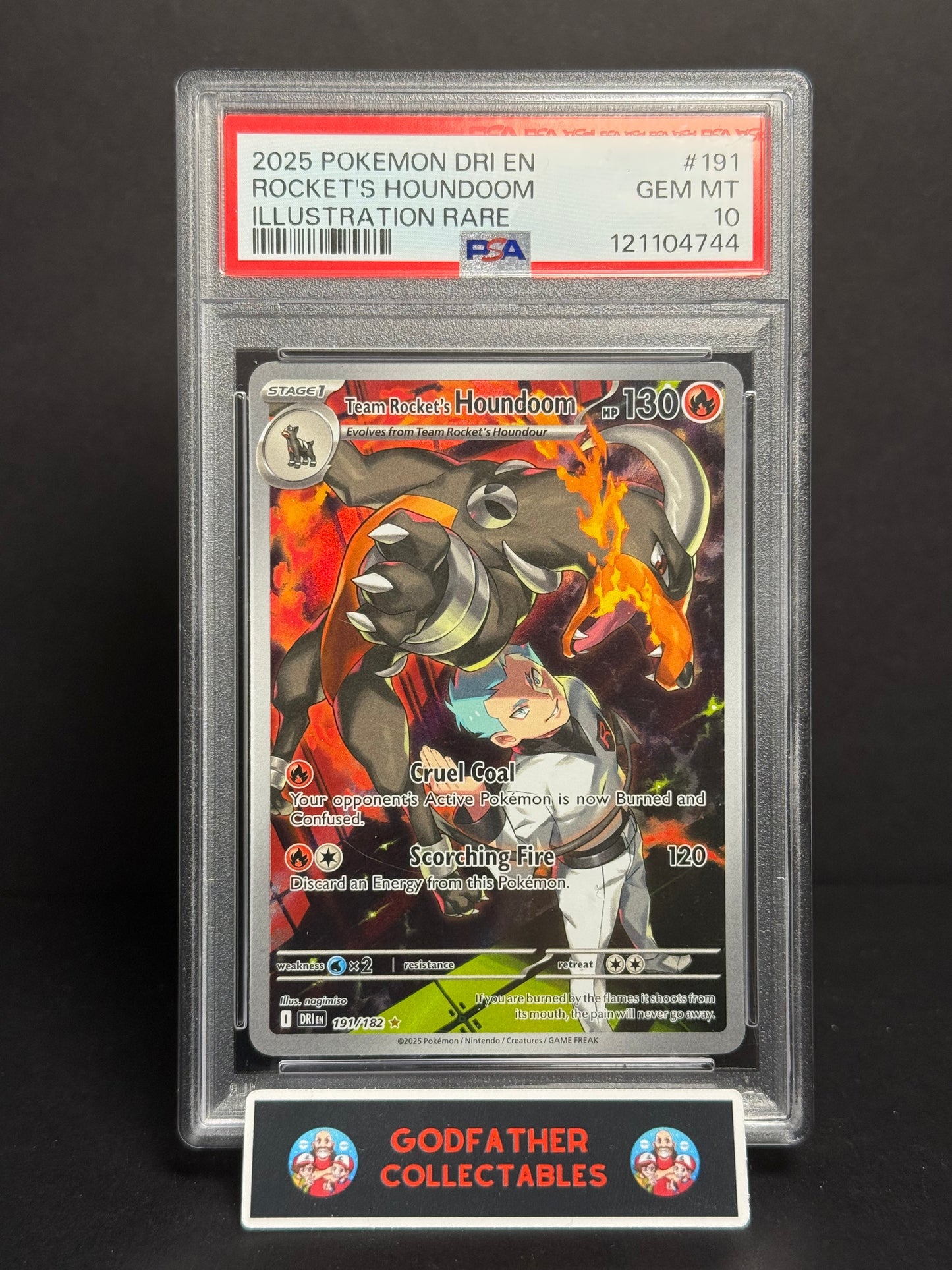 2025 Pokemon Dri En-Destined Rivals Rocket's Illustration Rare Houndoom #191 PSA 10
