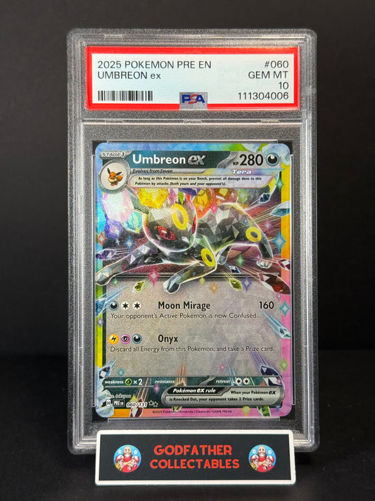 2025 Pokemon Pre En-Prismatic Evolutions Umbreon Ex #060 PSA 10
