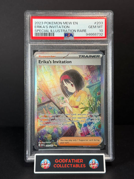 2023 Pokemon Mew En-151 Special Illustration Rare Erika's Invitation #203 PSA 10