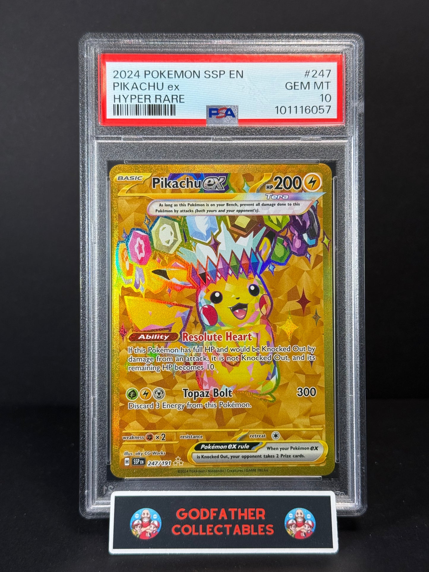 2024 Pokemon Ssp En-Surging Sparks Hyper Rare Pikachu Ex #247 PSA 10
