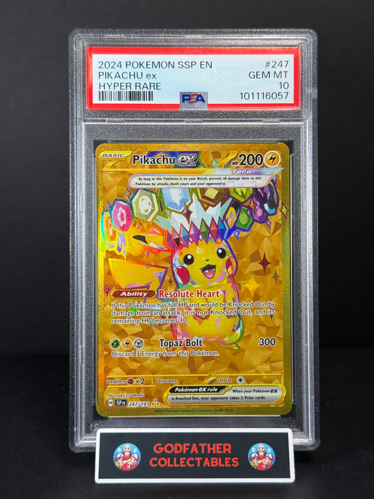 2024 Pokemon Ssp En-Surging Sparks Hyper Rare Pikachu Ex #247 PSA 10