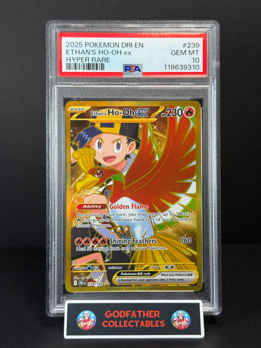 2025 Pokemon Dri En-Destined Rivals Hyper Rare Ethan's Ho-Oh Ex #239 PSA 10
