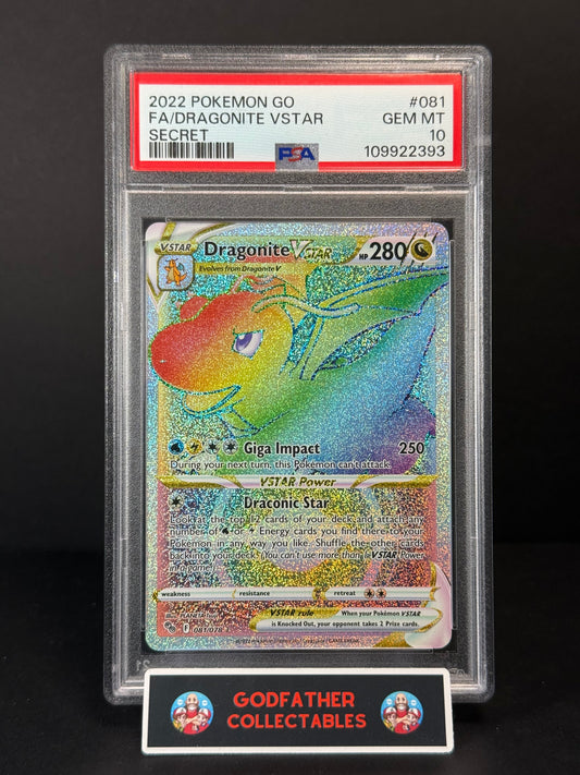 2022 Pokemon Go Fa Secret Dragonite Vstar #081 PSA 10