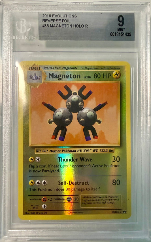 2016 Pokemon XY Evolutions Reverse Foil Magneton R #38 BGS 9