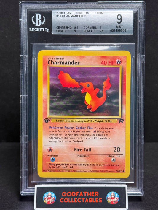 2000 Pokemon Team Rocket 1st Edition Charmander C #50 BGS 9