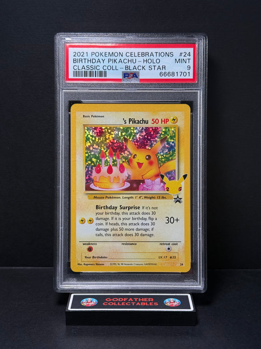 2021 Pokemon Celebrations Classic Collection Birthday Pikachu-Holo #24 PSA 9