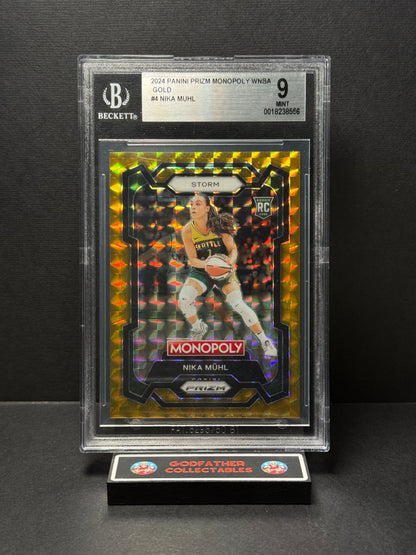 2024 Panini Prizm Monopoly WNBA Gold Nika Muhl #4 BGS 9 20/49 (POP 1)
