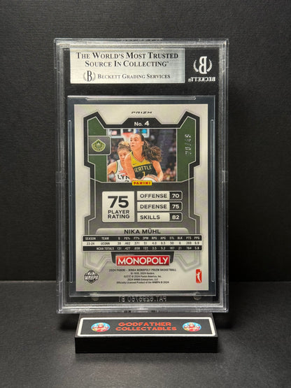 2024 Panini Prizm Monopoly WNBA Gold Nika Muhl #4 BGS 9 20/49 (POP 1)