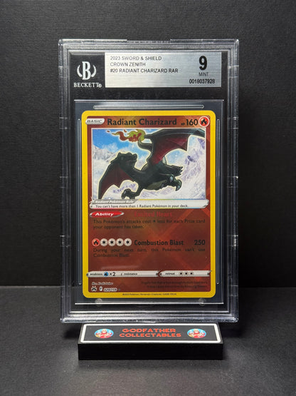 2023 Pokemon Sword & Shield Crown Zenith Radiant Charizard #020 BGS 9