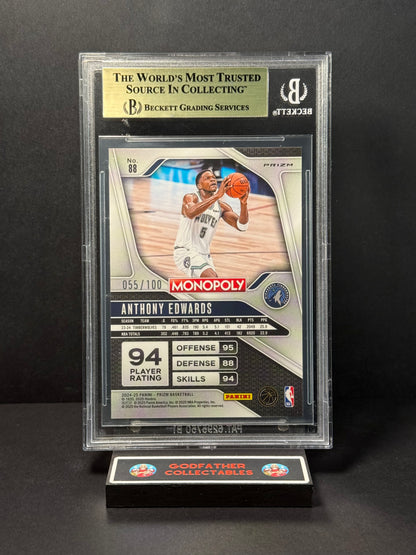 2024 Panini Prizm Monopoly Red Millionaire Shimmer Anthony Edwards #88 BGS 9.5