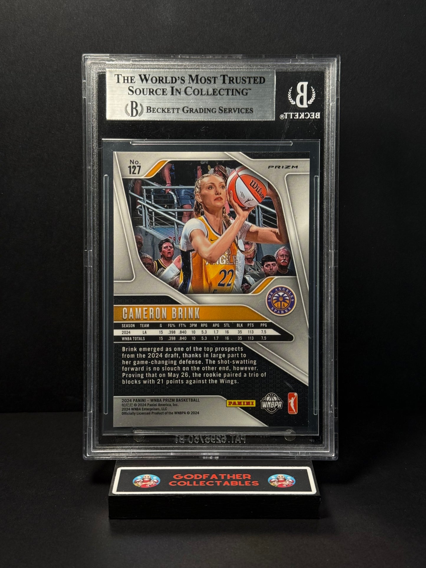 2024 Panini Prizm WNBA Prizms Orange Ice Cameron Brink #127 BGS 8