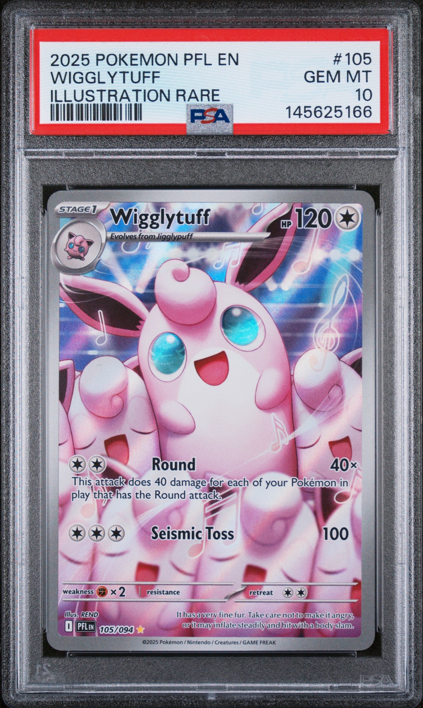 2025 Pokemon Pfl En-Phantasmal Flames Illustration Rare Wigglytuff #105 PSA 10