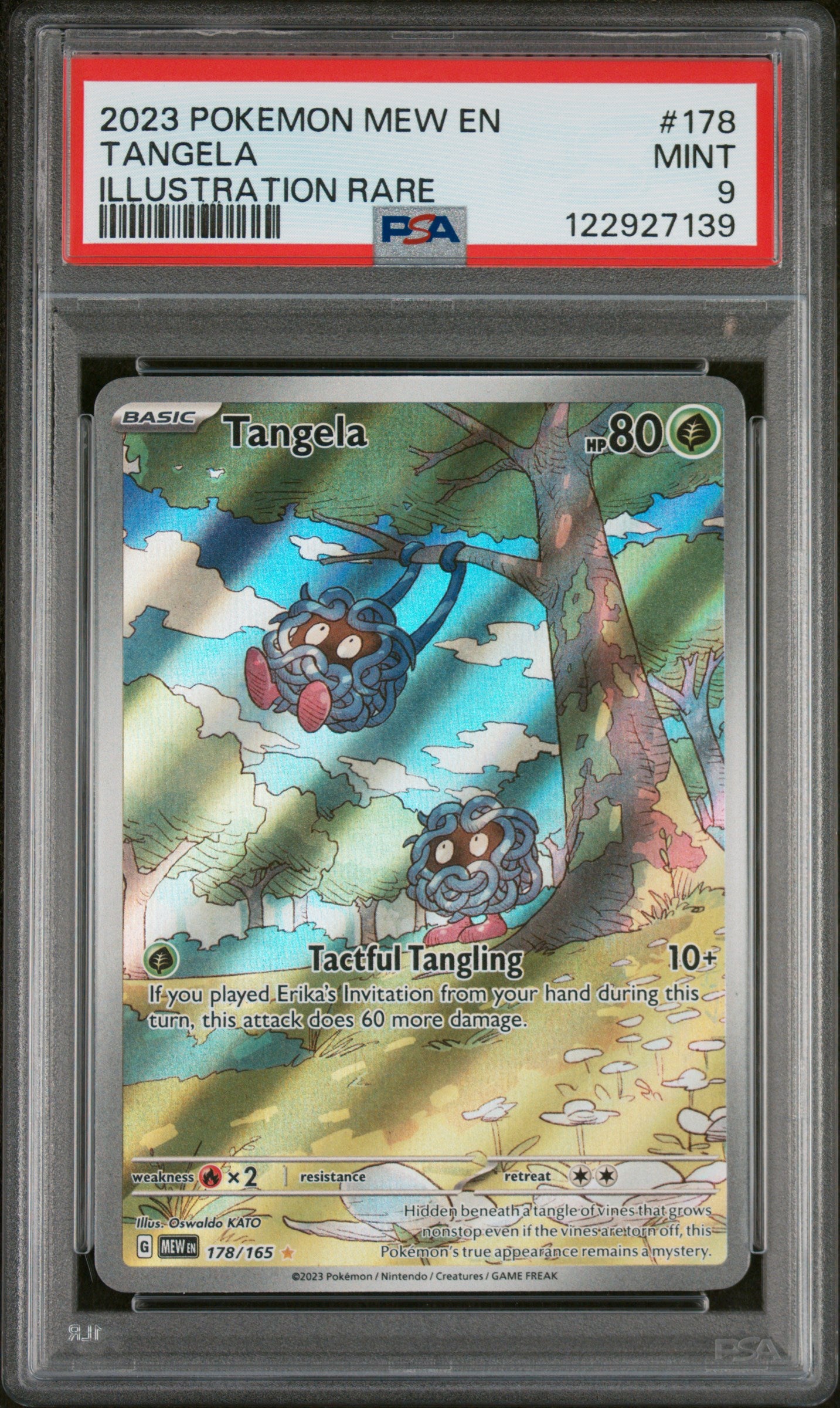 2023 Pokemon Mew En-151 Illustration Rare Tangela #178 PSA 9