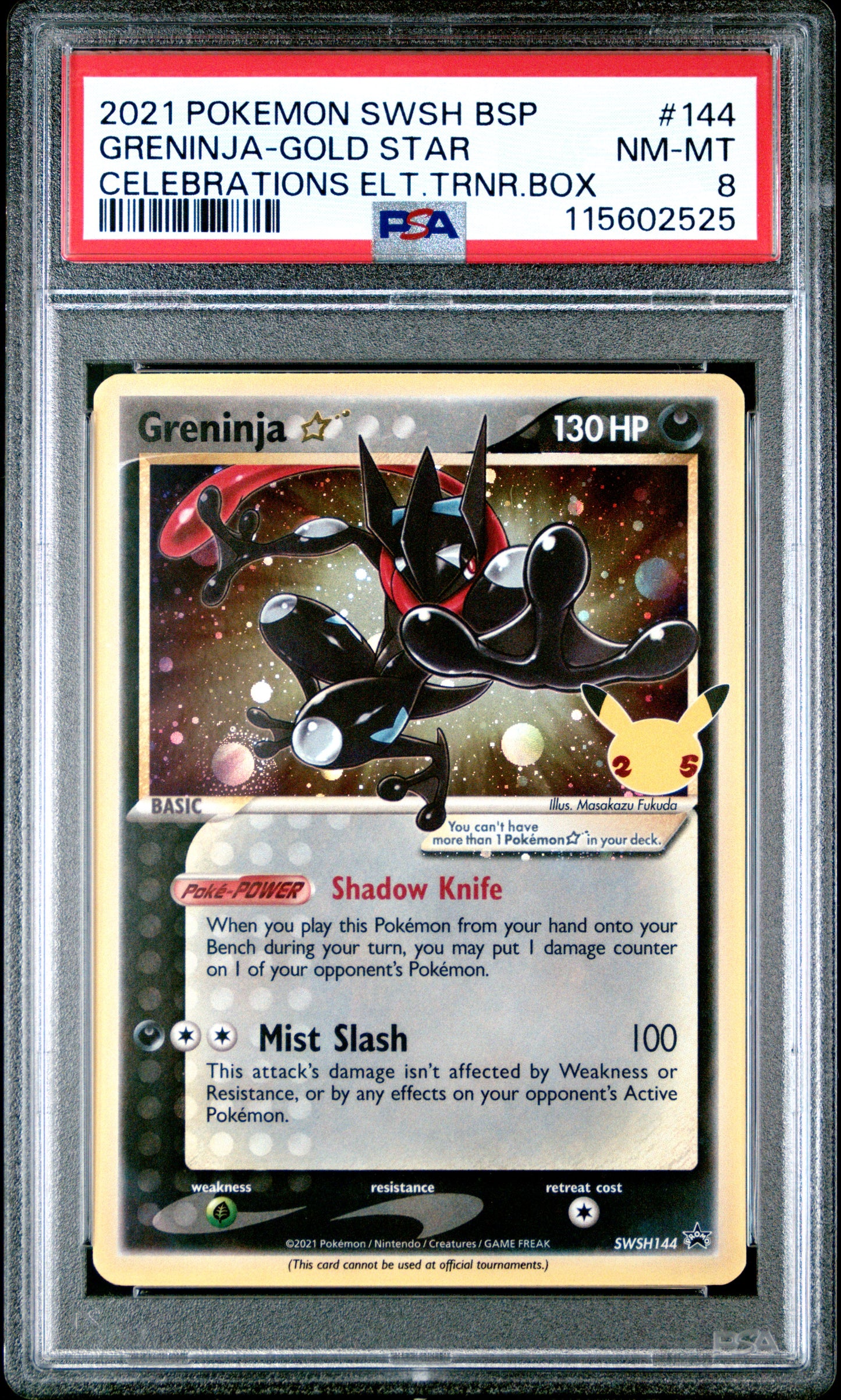 2021 Pokemon Swsh Black Star Promo Greninja-Gold Star #144 PSA 8